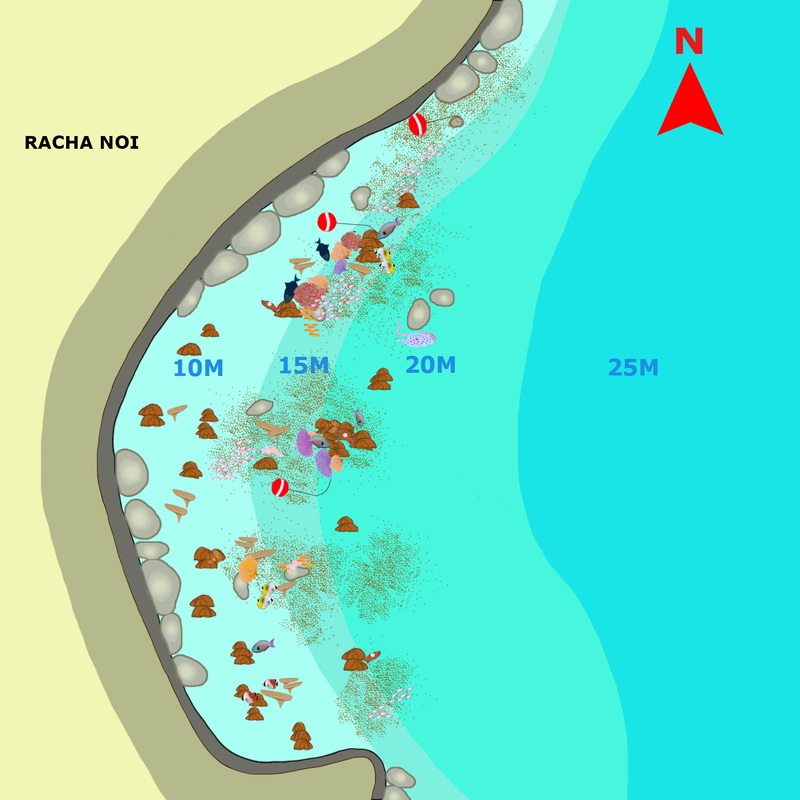 Phuket Dive Guide Racha noi banana bay dive site map
